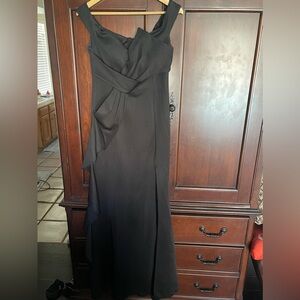 Black Long Off The Shoulder Dress with Slit